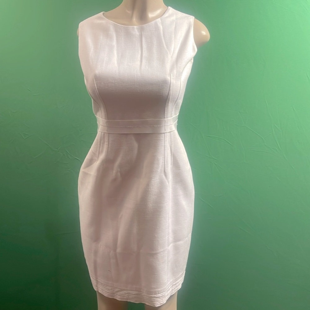 ELIE TAHARI OFF WHITE RIBBON BELTED DRESS- SIZE 12